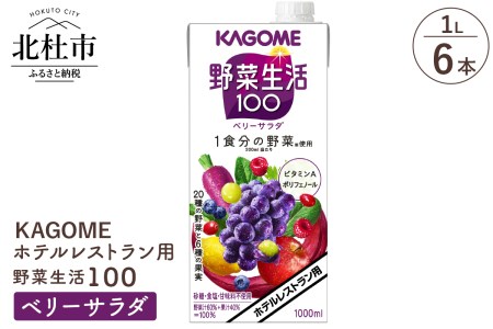カゴメ 野菜生活100 ベリーサラダ ホテルレストラン用 1L 紙パック 6本入 ジュース 野菜ジュース レストラン用 フルーツ 健康志向 飲料 健康食品