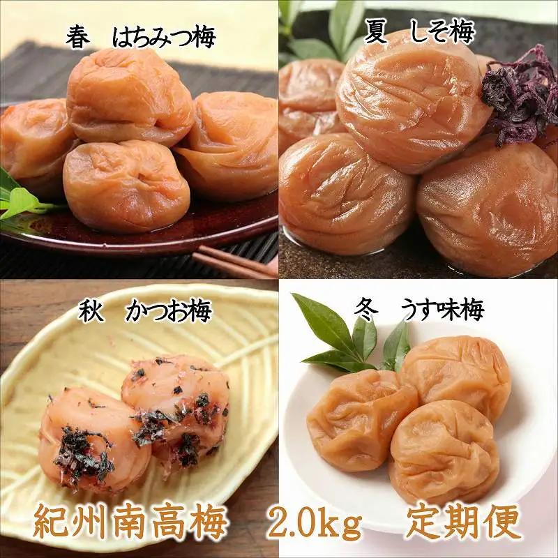 御坊市 紀州南高梅2kgの定期便（春・夏・秋・冬）4回【8020-5】