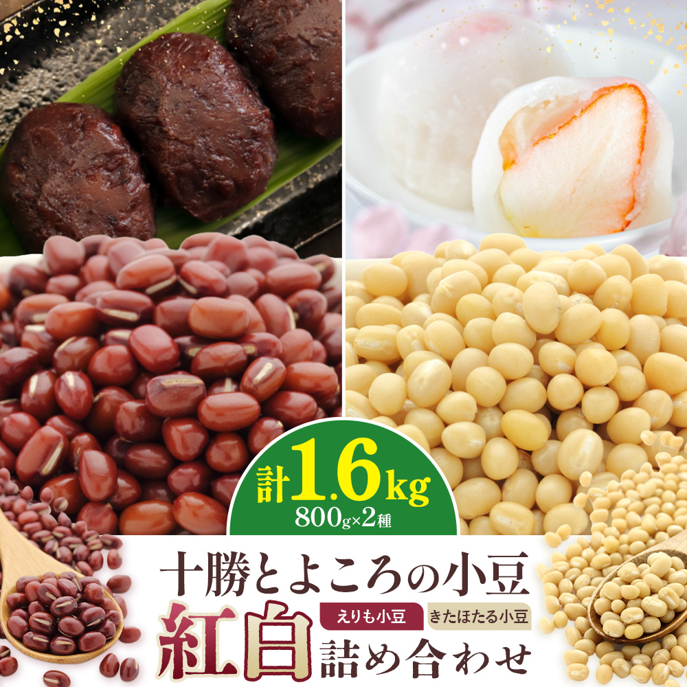 十勝とよころの小豆 紅白詰め合わせ 800g×2種 えりも小豆 きたほたる小豆  山本農場《30日以内に出荷予定(土日祝除く)》北海道 豊頃町 小豆 あずき しょうず 詰め合わせ セット オリジナルレシピ本同封---toyokoro_ymn_3_2set---
