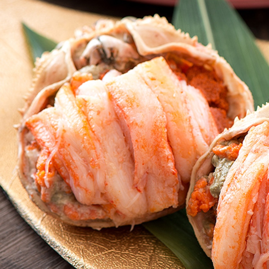 ＜港ダイニングしおそう＞甲羅盛りセット（ズワイ蟹甲羅盛り150g×1、セイコ蟹甲羅盛り70g×2）