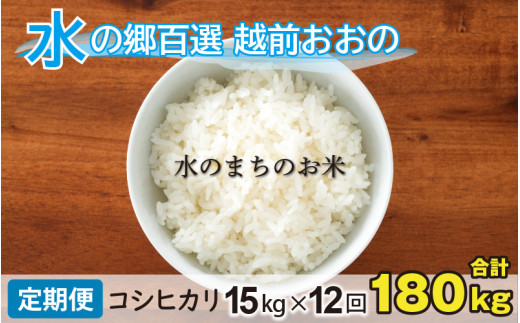 【令和7年産】【12ヶ月定期便】こしひかり 15kg×12回 計180kg（白米）「エコファーマー米」－水のまちのお米－