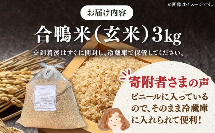 [栽培期間中農薬不使用]古野農場 合鴨農法 合鴨米・(玄米)3kg