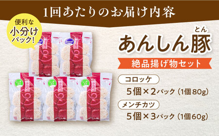【6回定期便】あんしん豚 コロッケ・メンチカツセット 豚肉 ロース 国産 白川町 / 藤井ファーム[AWAF023]
