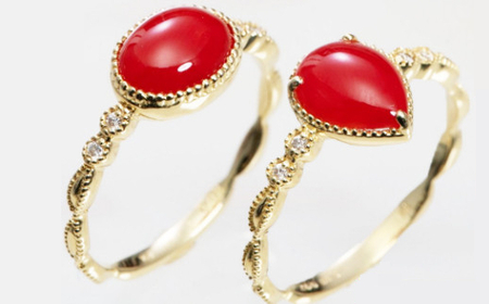 【ケンセン35】赤珊瑚 ファッションリング / 丸型or零型｜室戸 ブランド リング