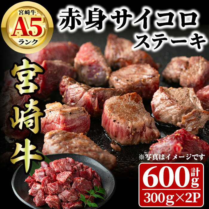 【ふるさと納税】宮崎牛 A5ランク 赤身サイコロステーキ(計600g・300g×2P) BBQ 牛肉 肉 ブランド牛 ステーキ 冷凍 国産 精肉 お取り寄せ 黒毛和牛 宮崎県 【LJ014】【ローカルブランディング株式会社】