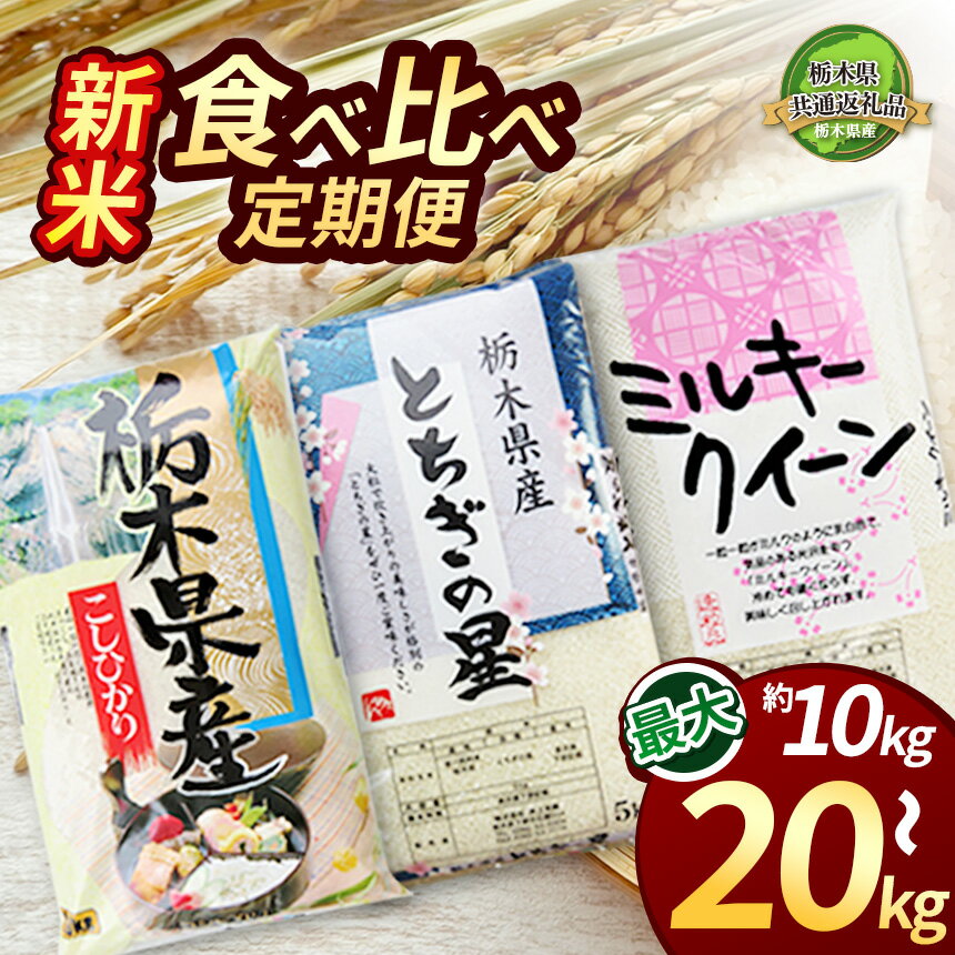 【ふるさと納税】 限定 選べる 米 新米 【定期便3回】栃木県産コシヒカリ・ミルキークイーン・とちぎの星食べ比べ定期便10kg 20kg 先行予約 | 白米 精米 栃木米 令和7年度新米 2025年度新米 ブランド米 栃木県共通返礼品 特産品 栃木県 下野市 送料無料