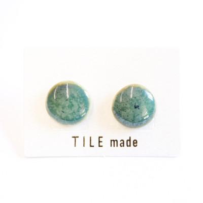 ふるさと納税 瑞浪市 【美濃焼】緑むらタイルピアス(直径15mm)