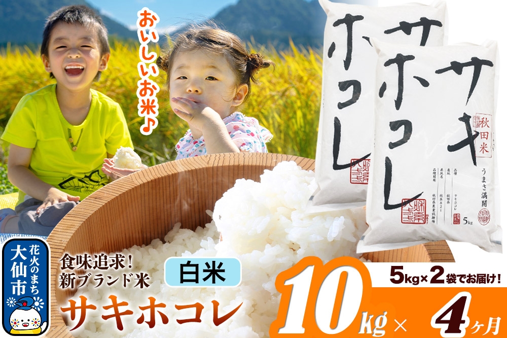 
                  米《定期便4ヶ月》サキホコレ【白米】米どころ 秋田県産 令和7年産 10kg（5kg×2袋）大仙市
                