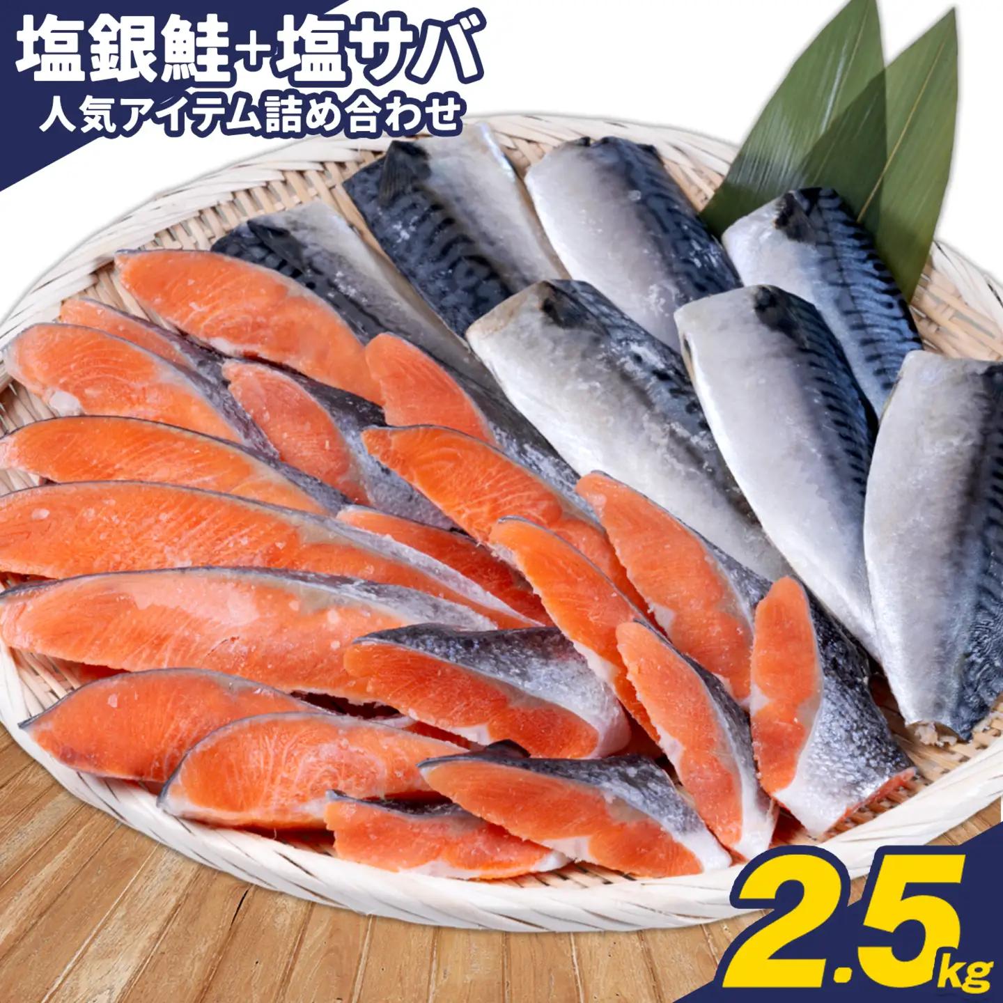 訳あり 塩銀鮭 塩サバ 計2.5kg サバ 西川