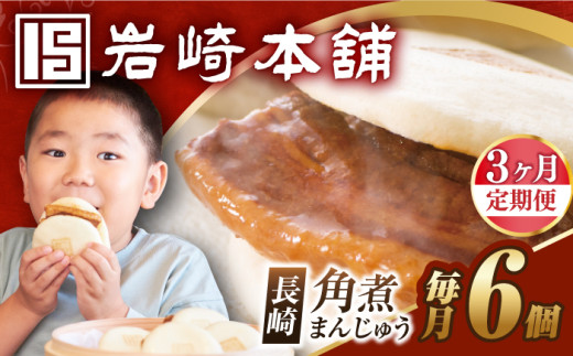 【全3回定期便】【簡易包装】長崎角煮まんじゅう 6個 長与町/岩崎本舗 [EAB015] 岩崎本舗の角煮まんじゅう かくに 角煮まん 角煮まんじゅう 長崎 岩崎 岩崎本舗 定期 定期便 ていきびん
