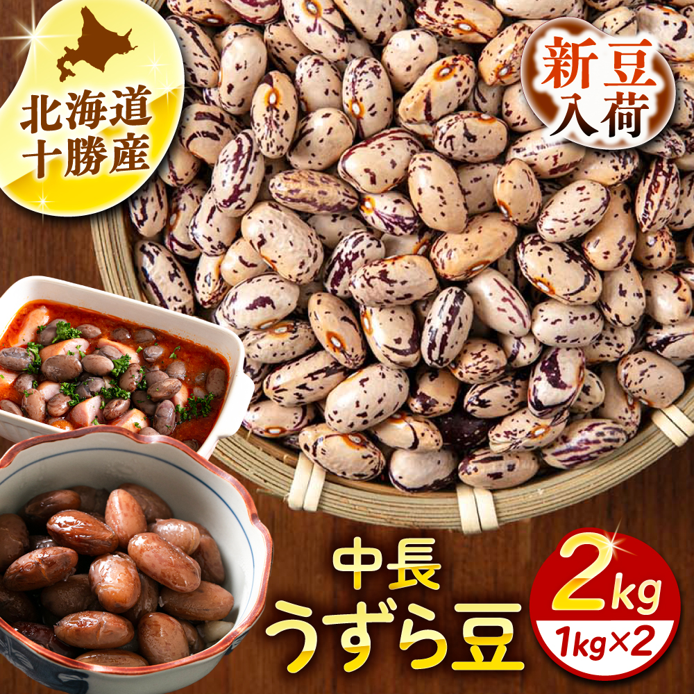 北海道 あしょろの中長うずら豆 1kg×2袋《足寄町》【党崎農場】中長鶉 中長うずら豆 うずら豆 インゲン豆 北海道産 [BEAA022]