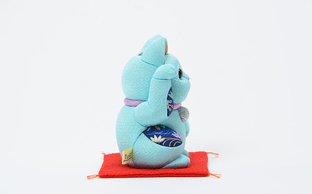 No.179-03 木目込人形（招き猫・風水（中）青）
