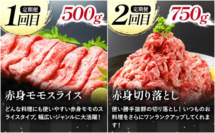 《定期便》全4回お届け！大川原高原牛　赤身(スライス・切り落とし・焼肉・しゃぶしゃぶ 各500gずつ) 株式会社肉の藤原 《お申込み月の翌月から出荷開始》牛肉 定期便 月1回 徳島県 佐那河内村３