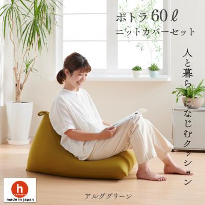 ふるさと納税 岡崎市 ハナロロのビーズクッション ポトラ60リットル ニットカバー付(アルクグリーン)