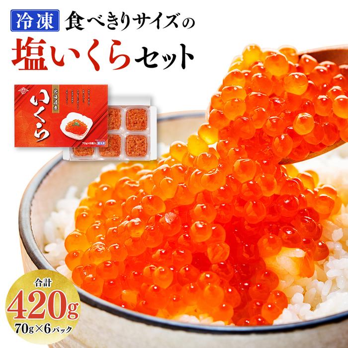 【ふるさと納税】【先行予約】食べきりサイズの塩いくらセット（70g×6パック） | 小分け 塩漬 海鮮丼 イクラ丼 寿司 イクラ 鮭卵 魚卵 魚介 海の幸 海産物 贈り物 贈答 ギフト 国産 北海道 様似町 冷凍 送料無料