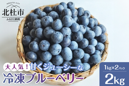 2025年産　大人気！甘くジューシーな冷凍ブルーベリー2kg（1kg×2パック）  ハイブッシュ ラビットアイ 真空パック 冷凍フルーツ 果物 甘い フルーツ くだもの ジャム ヨーグルト パンケーキ タルトトッピング 期間限定 山梨県 北杜市
