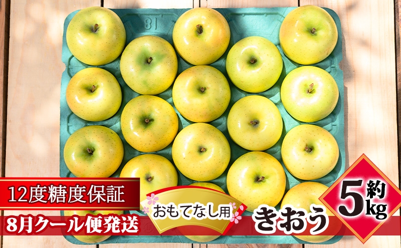 
                  【8月クール便発送】（12度糖度保証）おもてなし用 家庭用 きおう約5kg【 青森りんご 果物類 林檎 リンゴ 青森県産 フルーツ 旬の果物 産地直送  】
                