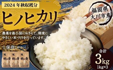 2025年秋収穫分 福岡県大川市産ヒノヒカリ 3kg