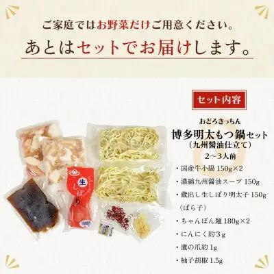 Y69-05 おどろきっちん 博多明太もつ鍋セット(九州醤油仕立て)  2～3人前 もつ鍋