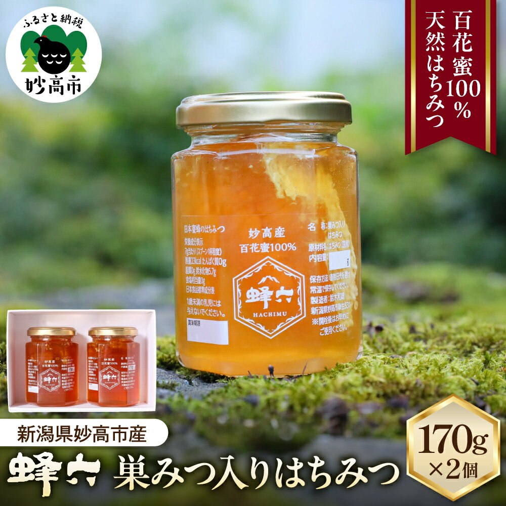 【ふるさと納税】 蜂六 巣みつ入り はちみつ 170g 2個 セット / ハチミツ 蜂蜜 蜜 天然はちみつ 百花蜜 100％ 非加熱 国産 常温 セット 送料無料 新潟県 妙高市
