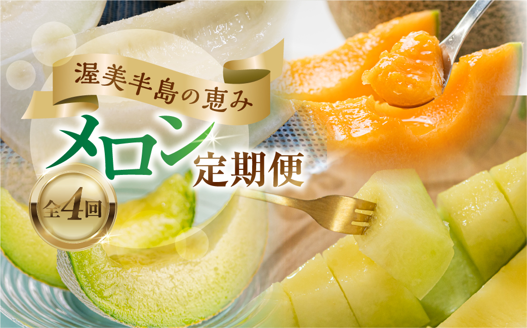 先行予約 渥美半島の恵み メロン 4回( イエローキング / タカミレッド / 古田メロン / マスクメロン) 定期便 果物 頒布会