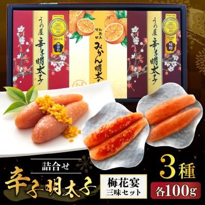 ふるさと納税 宗像市 【一週間以内に発送】辛子明太子詰合せ3種×100g【梅花宴三味セット】_HA0011