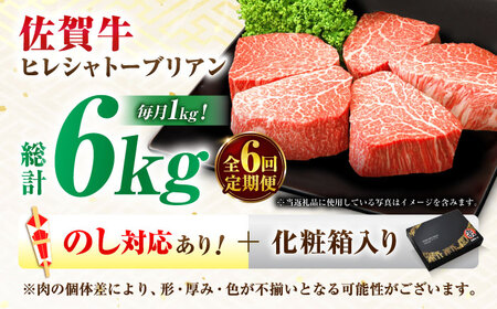 【全6回定期便】佐賀牛 ヒレシャトーブリアン 200g×5枚 吉野ヶ里町/丸宗ミート[FDP007]