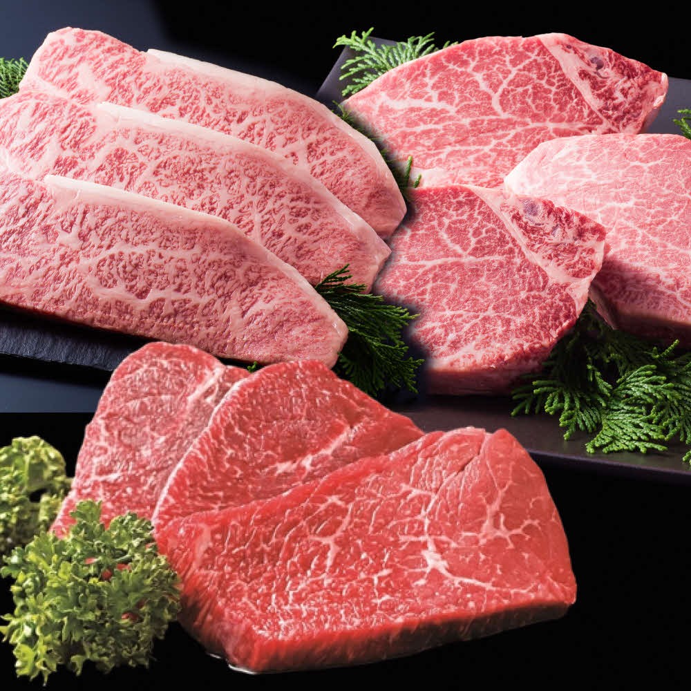 
                  【萬野総本店】神戸牛 神戸ビーフステーキ食べ比べセット3種（ロース モモ ヘレ）〔牛肉 国産牛 ブランド和牛 和牛 お肉 肉 霜降り ステーキ 高級 お祝い ギフト 贈答品〕	品〕
                
