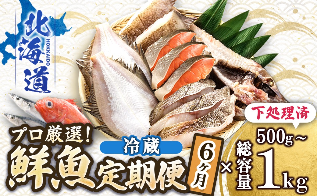 【定期便 6ケ月連続】プロ厳選 北海道産 天然 鮮魚セット ＜冷蔵＞ 500g～1kg ｜ 鮮魚ボックス 詰め合わせ 鮮魚 生食 刺身 下処理 切り身 料理に 定期便も人気 6回 ヒロセ 産地直送 魚介 海鮮 魚介 海鮮定期便 10万ほど 10万以下 北海道 釧路町 釧路超