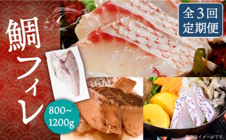 【全3回定期便】壱岐産 鯛 フィレ 800gから1.2kg [JDT033]