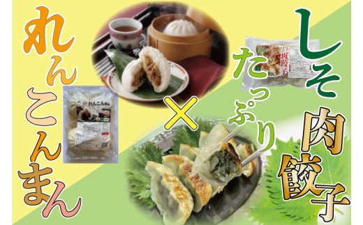 
AE-50　【ローズポーク使用】JA・れんこんまん（4個）＋しそたっぷり肉餃子（30個）セット
