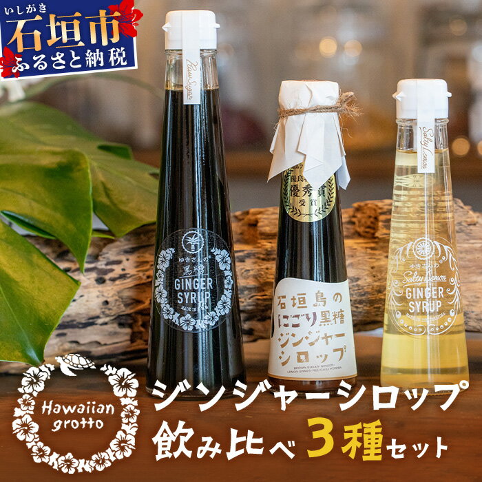 【ふるさと納税】 ジンジャーシロップ飲み比べ3種セット(200ML×1本、120ML×2本)　HW-5 【沖縄県石垣市 沖縄 沖縄県 石垣 石垣島 送料無料 生姜 シロップ ジンジャー ジンジャーシロップ 塩 サトウキビ 黒糖 砂糖 赤唐辛子 ギフト 国産】
