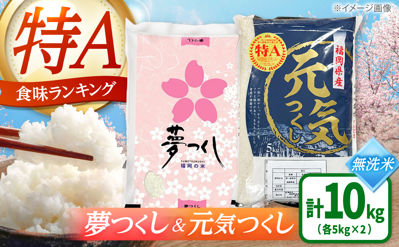 【先行予約】【令和7年産】福岡県産米食べ比べ【無洗米】夢つくしと元気つくしセット 計10kg 吉富町/株式会社ゼロプラス [BGAA097]