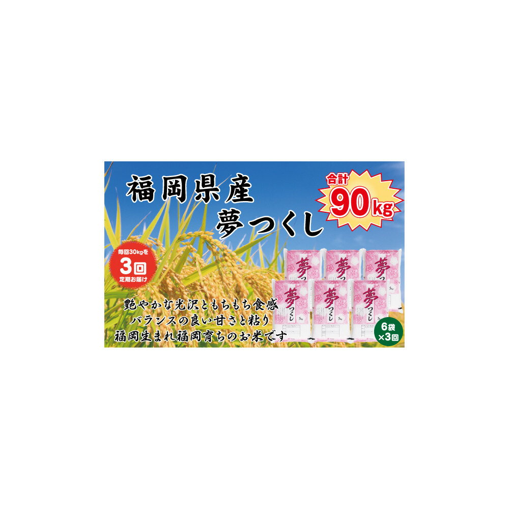 【ふるさと納税】【定期便全3回】【令和7年産新米予約】【食味鑑定士厳選】福岡県産 夢つくし30kg (5kg×6袋) 合計 90kg