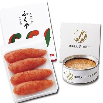 ふるさと納税 苅田町 【味の明太子ふくや】定番明太子200g・缶明太子　油漬け85g