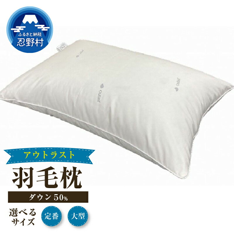 【ふるさと納税】 まくら ダウン ピロー 枕 ダウン50％ スモールフェザー50％ 羽毛 羽根 アウトラスト生地 綿60％ ポリエステル40％ 充填量600g 弾力性 吸放湿性 寝具 快眠 睡眠 熟睡 快適 プレゼント 贈り物 贈答 送料無料 山梨県 忍野村