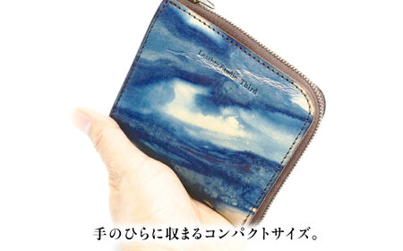 コンパクト財布 「レジェ」　薄藍 瀬戸内の空 天然藍染め・福山レザー 自社一貫製造 広島県福山市/株式会社サード メンズ レディース 本革 レザー[BACM022]