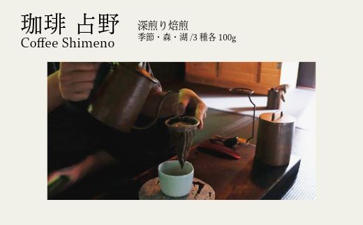 【珈琲 占野】黒姫の森、野尻湖の風。信濃町の空気ごと味わう特別ブレンド（季節・森・湖／3種各100g）【長野県 信濃町 黒姫より】