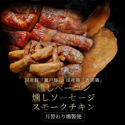 ふるさと納税 瀬戸市 【毎月定期便】スモークログハウス【月替わり燻製便】|無添加スモーク 瀬戸市 天佑全6回 |  | 01