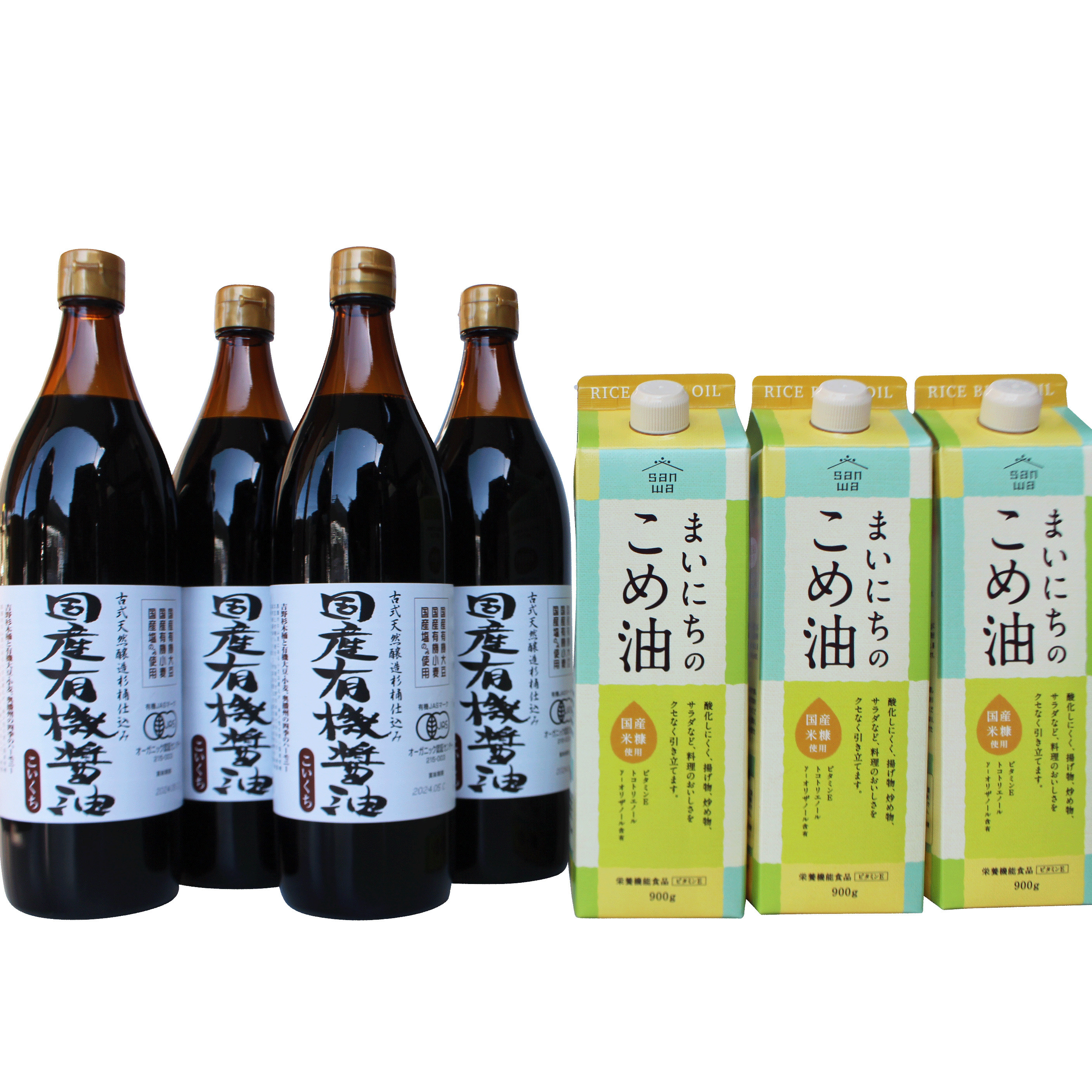 
            国産有機醤油4本とまいにちのこめ油詰合わせ[864]
          