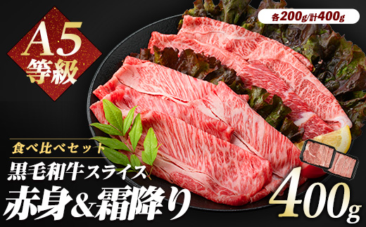 A5等級鹿児島県産黒毛和牛2種のスライスセット400g(カミチク/IB112-010)