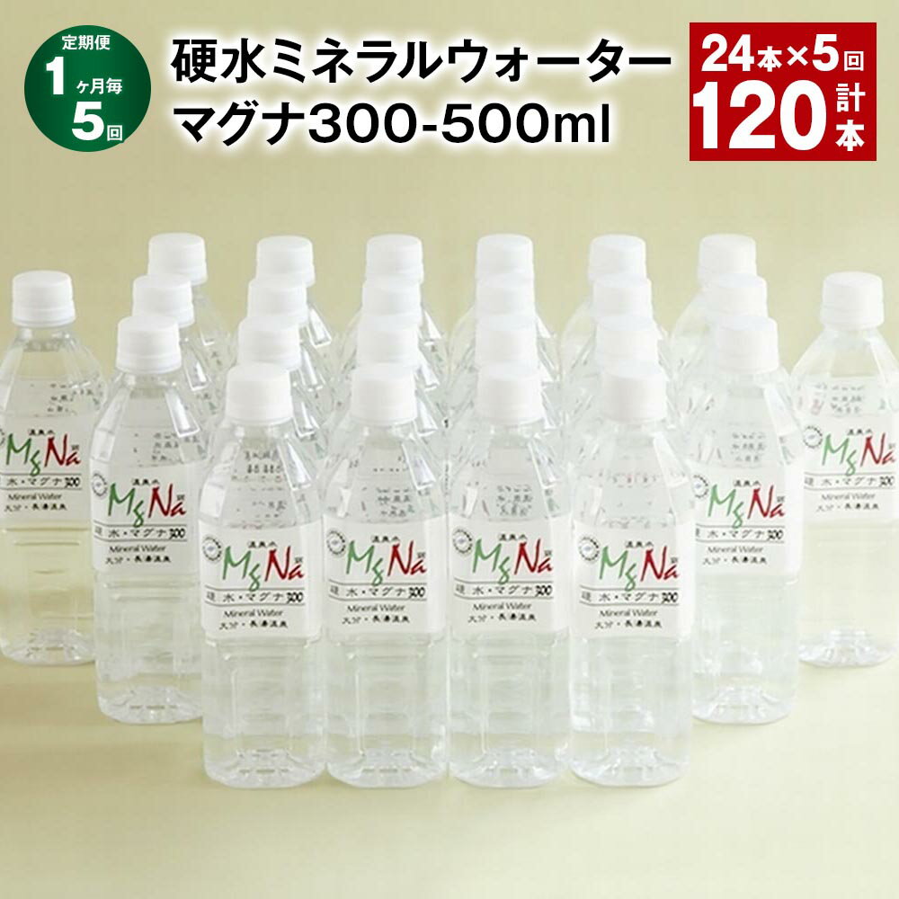 【ふるさと納税】【定期便】【1ヶ月毎5回】硬水ミネラルウォーターマグナ300 1本あたり500ml 計120本（24本×5回） 天然水 アルカリ 中硬水 温泉水 湧水 飲料水 健康 国産 大分県 竹田市 送料無料