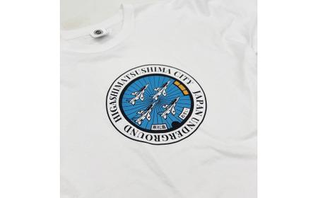 宮城県東松島市 マンホールTシャツ 半袖（白）ブルーインパルス ご当地マンホール