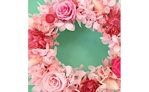 プリザーブドフラワー　バラとアジサイのリースS（ピンク）