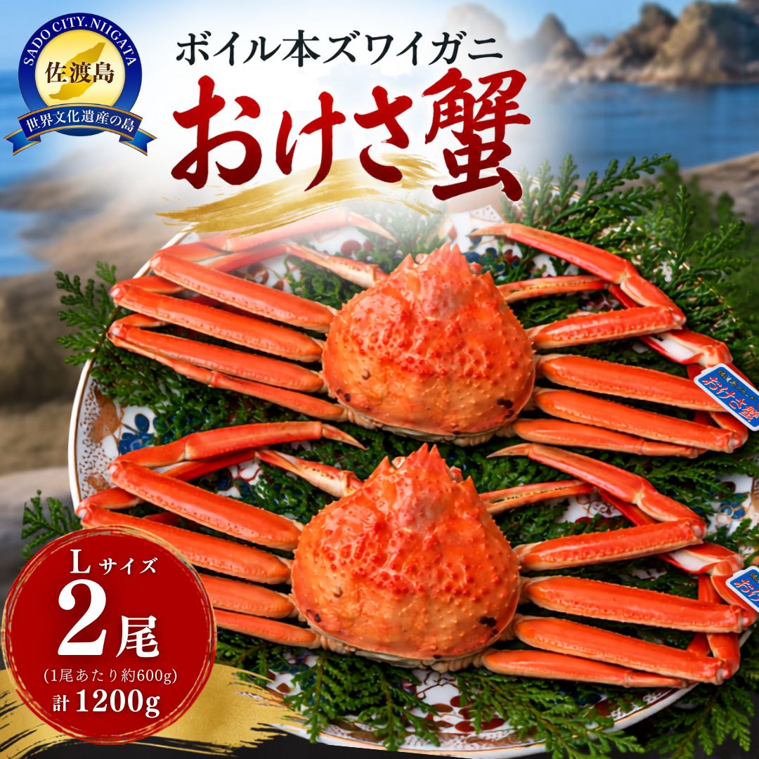 ボイル本ズワイガニ「おけさ蟹」Lサイズ 2尾（1尾あたり約600g） 約1200g 208364-0001
