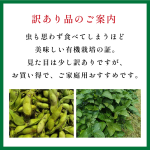 訳あり 有機JAS認定 丹波篠山黒枝豆 手選別 2kg 丹波篠山 黒枝豆 黒豆 丹波枝豆 丹波黒大豆枝豆 安全・安心 有機栽培 無農薬 有機JAS 新鮮 枝豆 豆 おつまみ 晩酌 黒枝豆 [DDN14