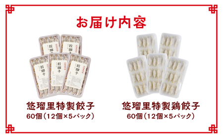 悠瑠里特製餃子60個&鶏餃子60個 食べ比べセット 餃子 ぎょうざ 惣菜