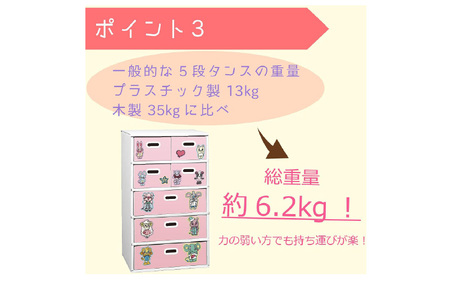 お片付けチェスト５段（ブルー） - 子供のお片付けの習慣が身に付けられる！