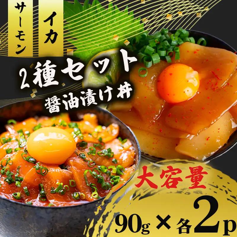 2種 醤油 漬け丼 90g×各2パック サーモン イカ