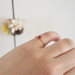 13号 赤珊瑚レッドコーラル リング (Silver925 18KGP仕上げ) 指輪 ／ おしゃれ ペアリング イエロー Maco アクセサリー シルバー ヘアライン加工 プレゼント 奈良県 田原本町